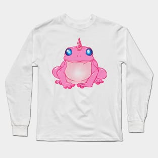 Pink Unicorn Frog Sticker Design Cute Animal Sticker Long Sleeve T-Shirt